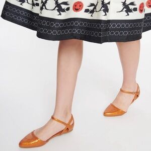 EUC Unique Vintage Libby Orange Glitter Flats - 8